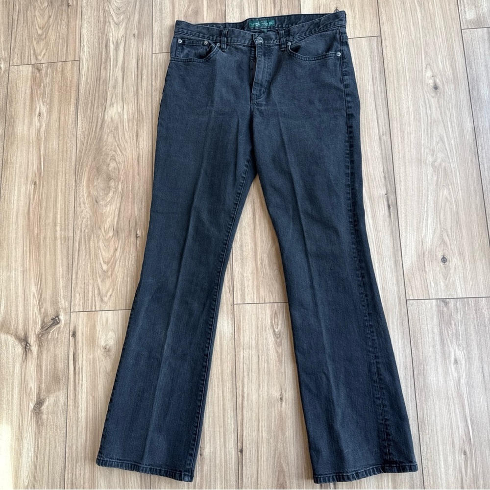 LRL Ralph Lauren Womens Jeans Classic Bootcut Stretch Sz 10 (32x31) Black Denim